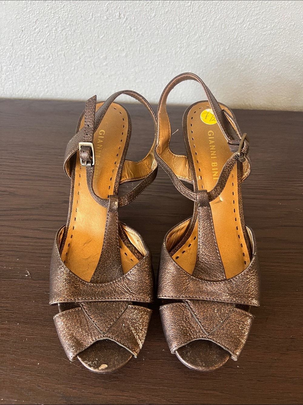 Gianni Bini Bronze Metallic Strappy Open-Toe Heels